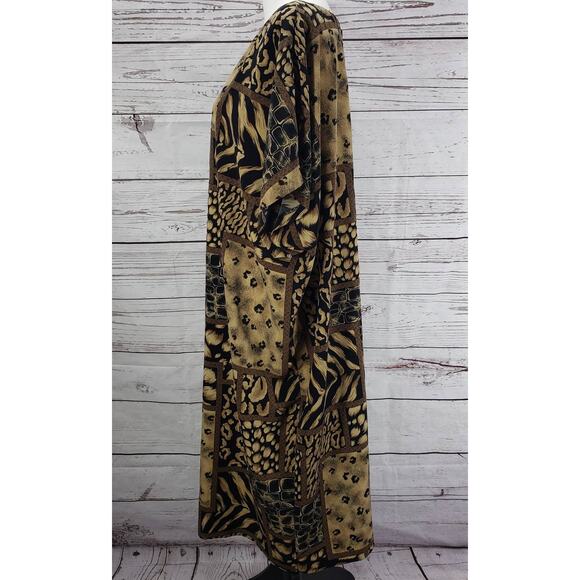 Sag Harbor Woman Black Brown Mixed Print Short Sleeve Midi Dress Size 26W - Picture 3 of 13